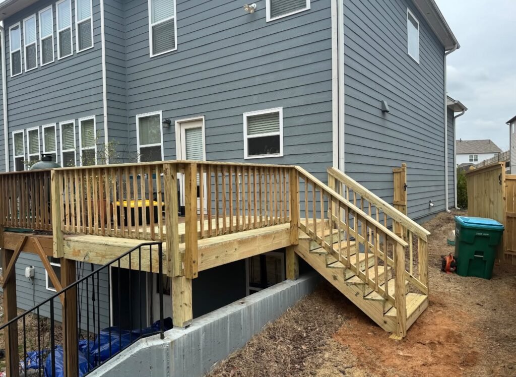 New Wooden Deck with Concrete Support