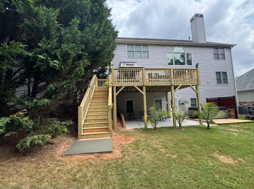 Rustic Wooden Deck with Stairs